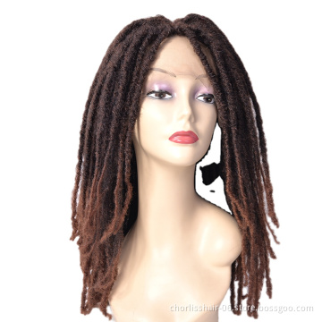 Manufacturer Supplier Synthetic Hair Wigs for Women Dreadlocks Braiding Hair Wig Faux Locs Crochet Braided Lace Frontal Wig